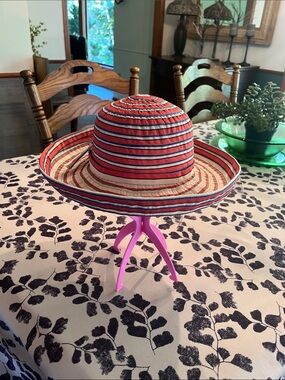 Hat Attack Red, Navy & White Striped Sun Hat